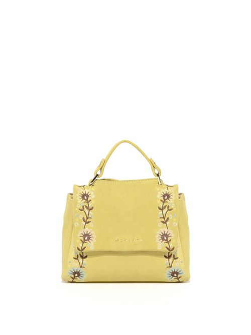Borsa a mano Sveva Peach Flowers Mini in suede con ricami floreali ORCIANI | B02019 PEFCED